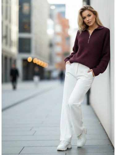 Свитер оверсайз теплый вязаный на молнии с воротником фото 8