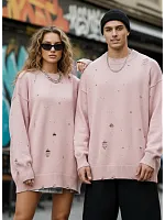 Свитер оверсайз рваный женский и мужской теплая унисекс