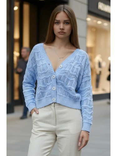 Кардиган женский кроше укороченный оверсайз фото 2