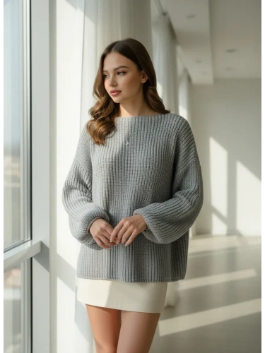 Вязаный свитер оверсайз удлиненный фото 3