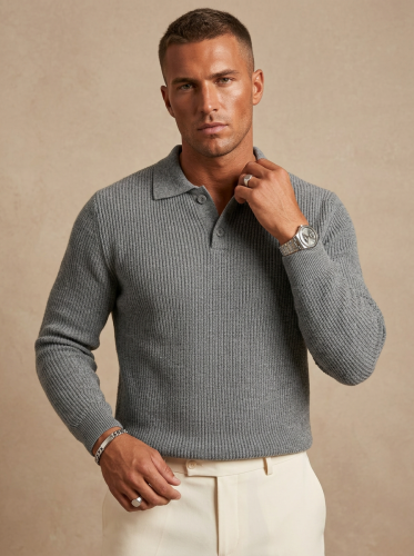 Свитер оверсайз теплый вязаный на пуговицах с воротником фото 3