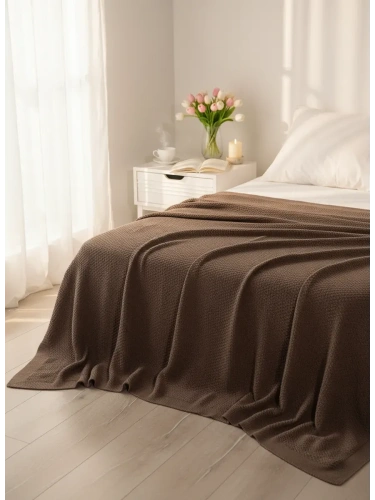 Плед 180х220 на кровать диван покрывало вязаный Хлопок 100 % фото 5