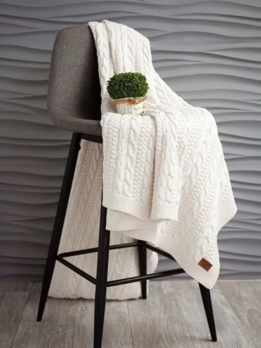 Плед 180x220 на кровать диван покрывало вязаный хлопок 100% фото 3