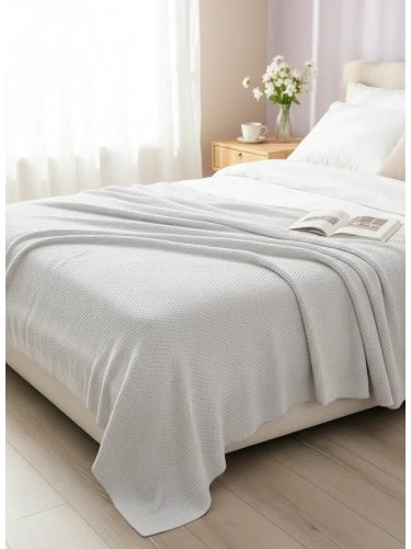 Плед 180х220 на кровать диван покрывало вязаный Хлопок 100 %