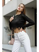 Свитер укороченный c рваным эффектом оверсайз кофта