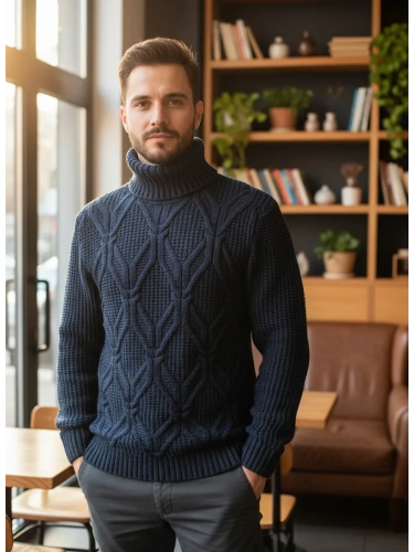 Свитер с горлом теплый шерстяной