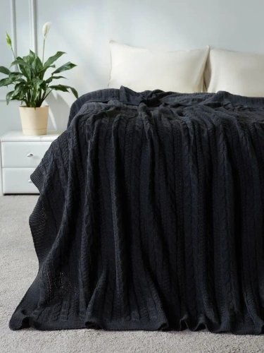 Плед 220x240 на кровать диван покрывало вязаный хлопок 100%