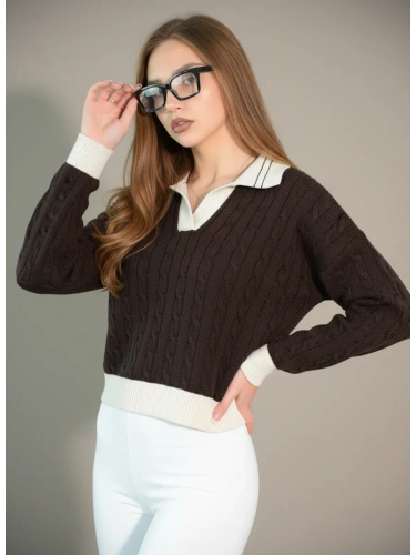 Свитер вязаный с отложным воротником фото 7