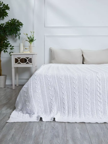 Плед 200х220 на кровать диван покрывало вязаный Хлопок 100 % фото 4