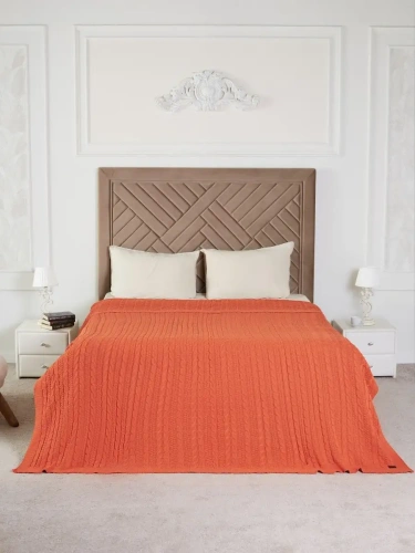 Плед 160х220 покрывало на диван кровать вязаный хлопок 100% фото 5