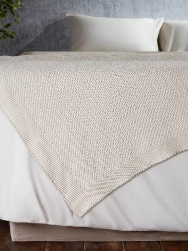 Плед 200х220 на кровать диван покрывало вязаный Хлопок 100 %