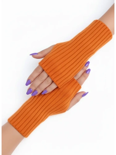 Митенки оранжевый теплые перчатки без пальцев y2k фото 2