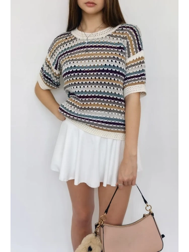 Кофта нарядная оверсайз укороченный ажурная кружевная сетка