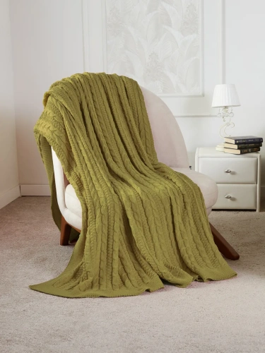 Плед 220x240 на кровать диван покрывало вязаный хлопок 100% фото 4