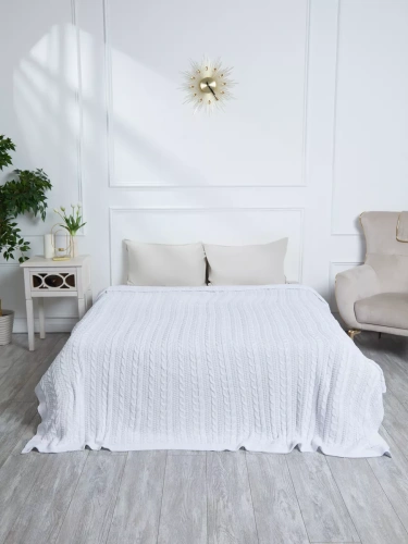 Плед 180x220 на кровать диван покрывало вязаный хлопок 100% фото 6