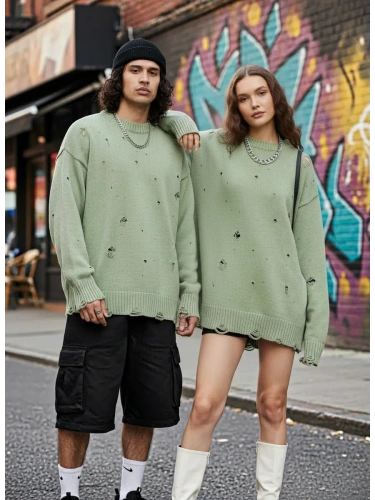 Свитер оверсайз рваный женский и мужской теплый унисекс фото 6