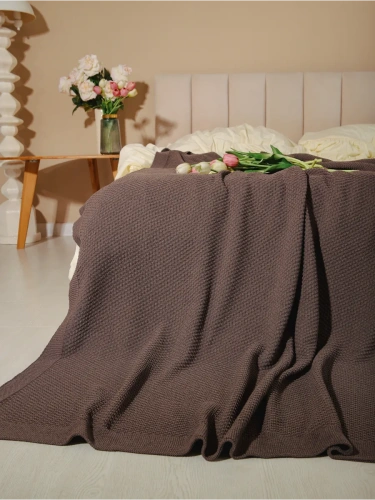 Плед 200х220 на кровать диван покрывало вязаный Хлопок 100 % фото 4