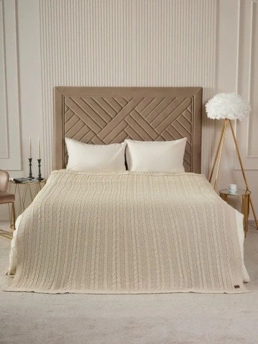 Плед 220x240 на кровать диван покрывало вязаный хлопок 100% фото 4