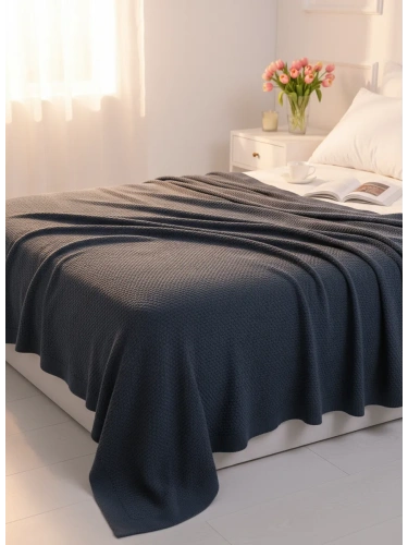 Плед 200х220 на кровать диван покрывало вязаный Хлопок 100 %