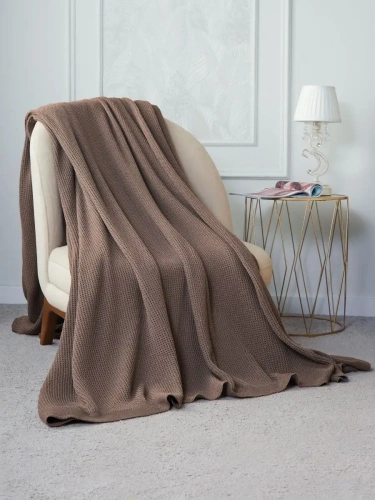 Плед 240х260 на кровать диван покрывало вязаный Хлопок 100 % фото 3