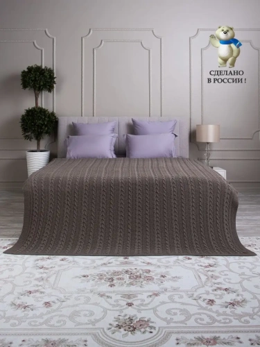 Плед 220x240 на кровать диван покрывало вязаный хлопок 100% фото 3