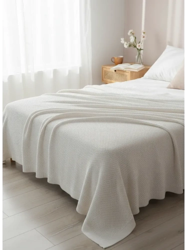 Плед 220х240 на кровать диван покрывало вязаный Хлопок 100 %