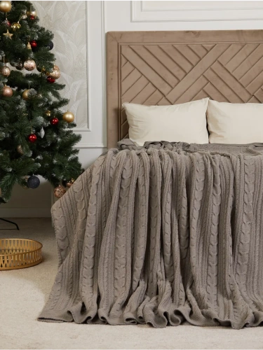 Плед 160х220 на кровать диван покрывало вязаный Хлопок 100 %