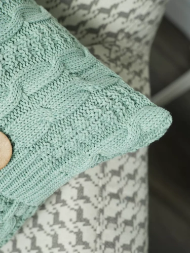 Наволочка декоративная вязаная для подушки 45 x 45 см хлопок фото 6