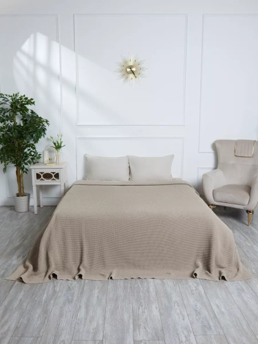 Плед 240х260 на кровать диван покрывало вязаный Хлопок 100 % фото 3