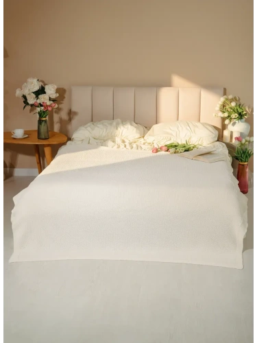 Плед 220х240 на кровать диван покрывало вязаный Хлопок 100 % фото 6