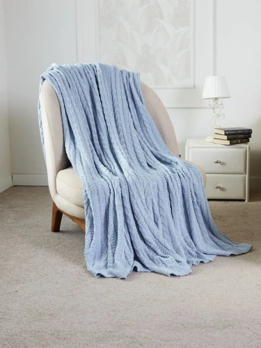 Плед 200x220 на кровать диван покрывало вязаный хлопок 100% фото 4