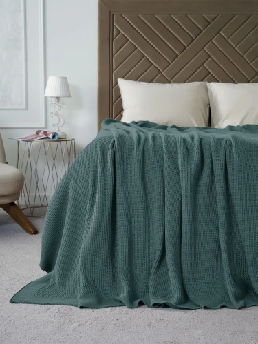 Плед 240х260 на кровать диван покрывало вязаный Хлопок 100 % фото 3