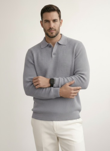 Свитер оверсайз теплый вязаный на пуговицах с воротником фото 2