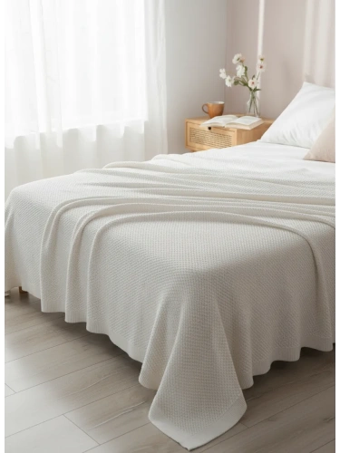 Плед 200х220 на кровать диван покрывало вязаный Хлопок 100 %