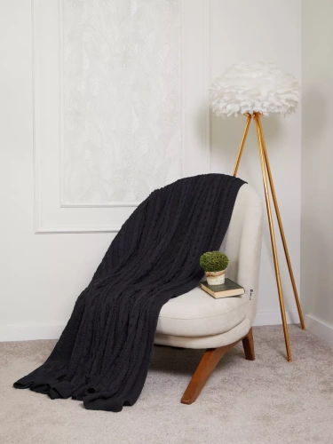 Плед 200x220 на кровать диван покрывало вязаный хлопок 100% фото 2