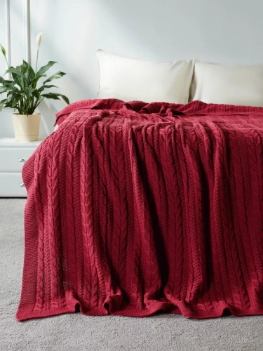 Плед 160х220 покрывало на диван кровать вязаный хлопок 100%