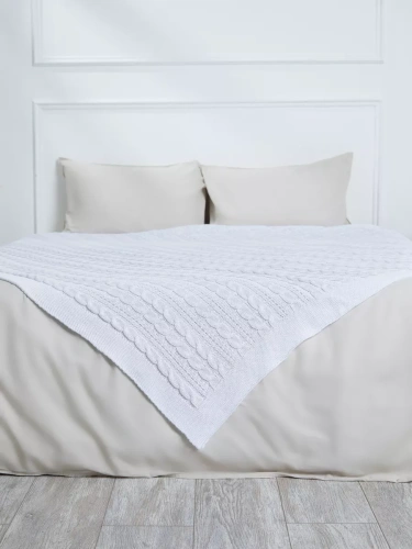 Плед 180x220 на кровать диван покрывало вязаный хлопок 100% фото 3