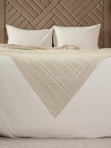 Плед 200x220 на кровать диван покрывало вязаный хлопок 100% фото 4