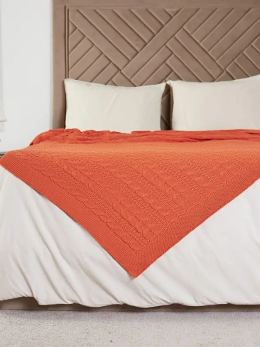 Плед 160х220 покрывало на диван кровать вязаный хлопок 100% фото 2