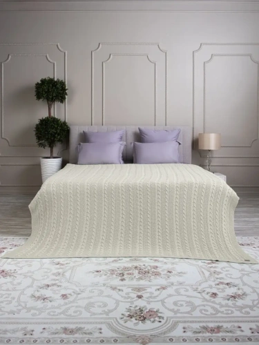 Плед 180x220 на кровать диван покрывало вязаный хлопок 100% фото 3