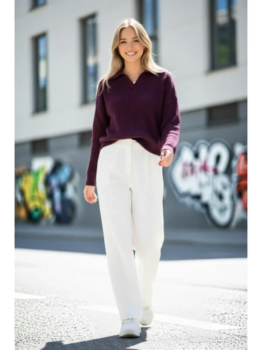 Укороченный свитер поло вязаный фото 6