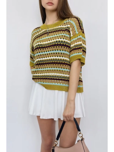 Кофта нарядная оверсайз укороченный ажурная кружевная сетка