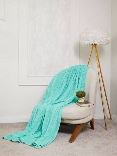 Плед 160х220 на кровать диван покрывало вязаный Хлопок 100 % фото 2