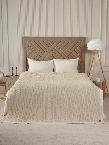 Плед 200x220 на кровать диван покрывало вязаный хлопок 100% фото 6