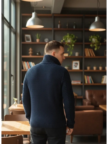 Свитер мужской с горлом теплый шерстяной фото 3