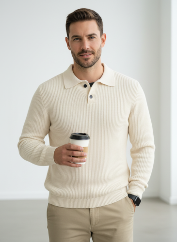 Свитер оверсайз теплый вязаный на пуговицах с воротником фото 4