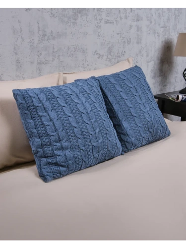 Наволочка декоративная вязаная для подушки 45 x 45 см хлопок фото 2