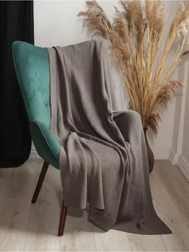 Плед 180х220 на кровать диван покрывало вязаный Хлопок 100 % фото 2